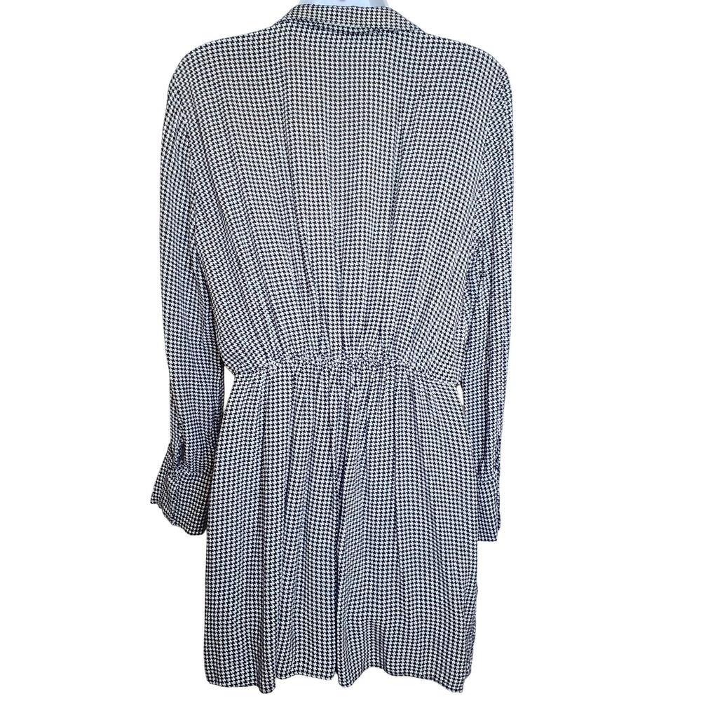 Zara Women M Houndstooth Wrap Mini Dress Old Money Dark Academia Black White - Picture 3 of 10